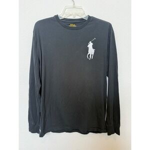 Polo Ralph Lauren Mens Long Sleeve Big Pony T-Shirt Black Classic Fit Small